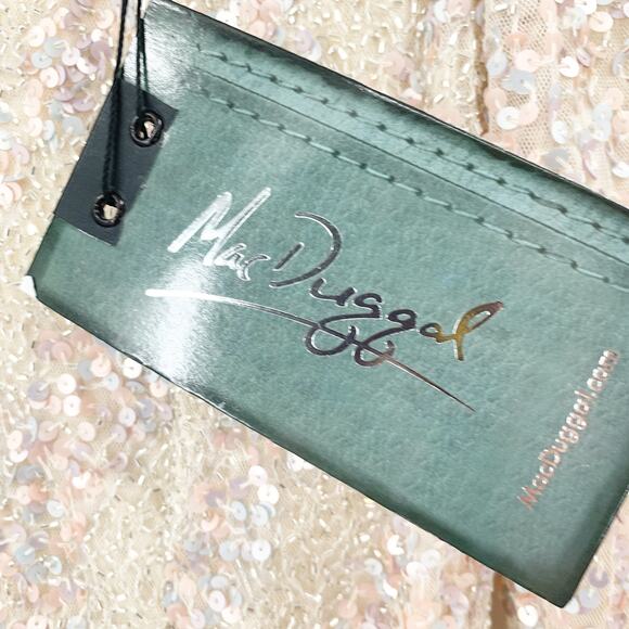 MAC DUGGAL Dress Size 8 Evening Gown Sequin Cream Rose Pink V Neck NEW - Picture 3 of 11